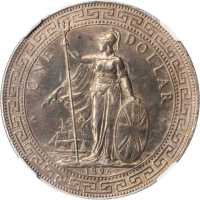 1896-B年站人贸易银元 NGC AU-Details Surface hairlines