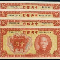 民国二十五年（1936年）中央银行壹圆（四枚）