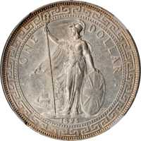 1895-B年站人贸易银元 NGC MS 61