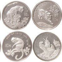 1988年-1999年十二生肖10元1盎司加厚版纪念银币各一枚