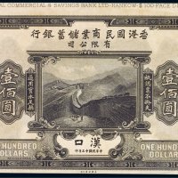 民国十三年（1924年）香港国民商业储蓄银行有限公司汉口壹佰圆试样票