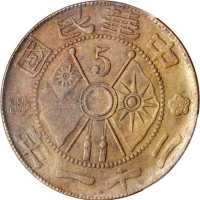 中华民国二十一年云南省造5分铜币 PCGS AU 58
