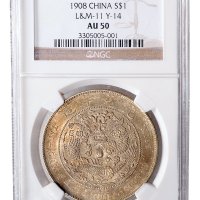 1908年光绪年造造币总厂光绪元宝七钱二分银币（LM11）
