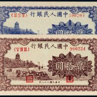 第一版人民币贰拾圆六和塔二枚