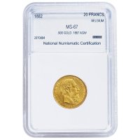 1882比利士雷尔波二世20FRANCS金币