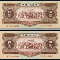 第二版人民币1956年伍圆（二枚连号）