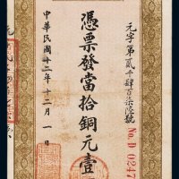 民国十二年（1923年）宏豫公司采矿厂当拾铜元壹百枚