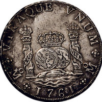 1738年、1761年、1790年地球双柱贸易银各一枚
