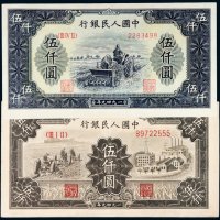 第一版人民币伍仟圆一组二枚