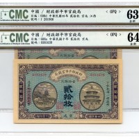 中华民国四年 十年财政部平市官钱局贰拾枚各1张 九品