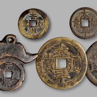 清·花钱一组五枚，美品至上美品