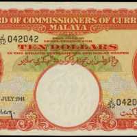 1941年馬來亞貨幣發行局10 元
