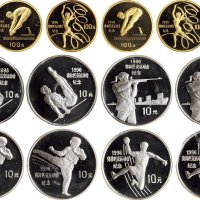 1995年中国人民银行发行第二十六届夏季奥林匹克运动会纪念金银币六枚全二套：其中金币重1/3盎司