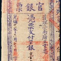 光绪二十一年（1895年）护理台南府正堂忠台南官银票“手写体”壹大员