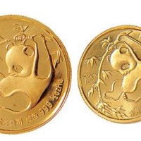1985年熊猫5元、10元、25元、50元、100元纪念金币各一枚