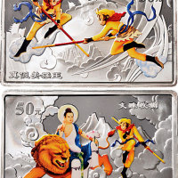 2004年-2005年西游记第二组、第三组50元5盎司彩色纪念银币各一枚