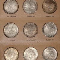 1898年-1909年墨西哥鹰洋银币一册三十六枚