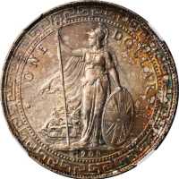1908-B年站人贸易银元 NGC MS 65