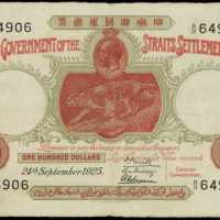 1925年海峽殖民地政府(叻嶼岬國庫銀票)壹百圓