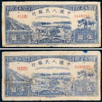 第一版人民币伍圆水牛二枚