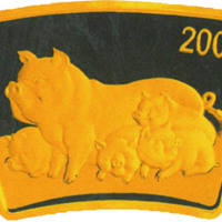 2007丁亥猪年生肖200元扇形纪念金币