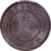1909度支部己酉宣统年造大清铜币十文中心川 
