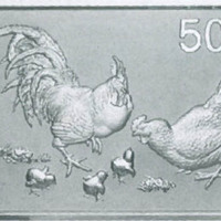 2005乙酉鸡年生肖50元方形纪念银币