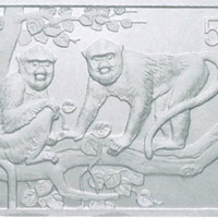 2004甲申猴年生肖50元方形纪念银币
