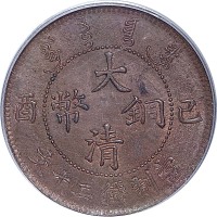 1909己酉宣统年造大清铜币大头龙二十文