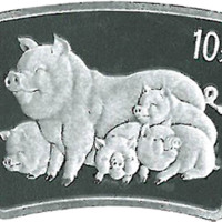 2007丁亥猪年生肖10元扇形纪念银币，共计十枚