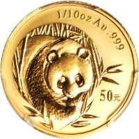2003年熊猫纪念金币1/10盎司 PCGS MS 69