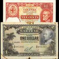1929年、1940年沙劳越政府1角、1元