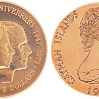 1972年开曼群岛英国女王伊丽莎白二世银婚纪念25元金币