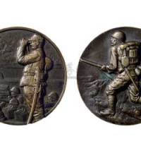 1937年昭和十二年日本造币局制支那事变记念大型铜章二枚全