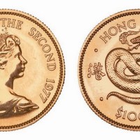 1977年香港蛇年盎司1000元金币