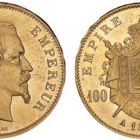 1857年法国拿破仑三世像A记100法郎金币