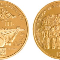 1995年中国抗日战争胜利五十周年纪念金币二枚全