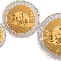 1995年熊猫双金属套装纪念币三枚全