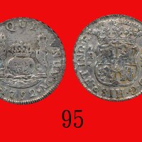 1752年(Mo M)墨西哥银币 2R。近未使用Mexico: Silver 2 R, 1752 Mo M. AU