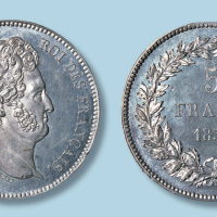 1831年法国5法郎试打铅锡样币