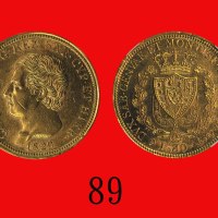 1829年意大利金币 80里拉Italy, Gold 80 L., 1829, Sardina. NGC AU Details, surf hairlines