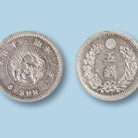 日本明治八年（1874年）五钱龙洋一枚