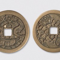鲤鱼跳龙门大型手刻花钱（直径57mm）