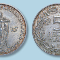 1925年德国魏玛共和国5马克纪念银币