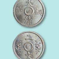 宣统二年造币总厂造大清铜币双花二文白铜样币