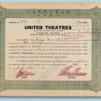 1932年联合电影有限公司股票500股一枚