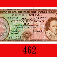 1976年大西洋国海外汇理银行伍圆。未使用Banco Nacional Ultramarino, 5 Patacas, 1976, s/n 4084722. UNC