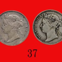 1893、95年香港维多利亚银币贰毫，两枚。美品及近极美品Victoria, Silver 20 Cents, 1893 & 95 (Ma C28). VF & Good VF