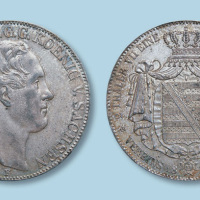 1852年德国萨克森2塔勒银币