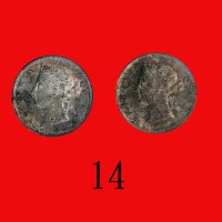1888、91年香港维多利亚银币五仙。两枚Victoria, Silver 5 Cents, 1888 & 91 (Ma C8). Both PCGS MS62 (2 pcs)